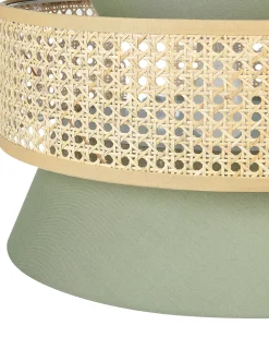 Candeeiro De Teto Suspenso Em Rattan Verde E Natural 167 Cm Luyano