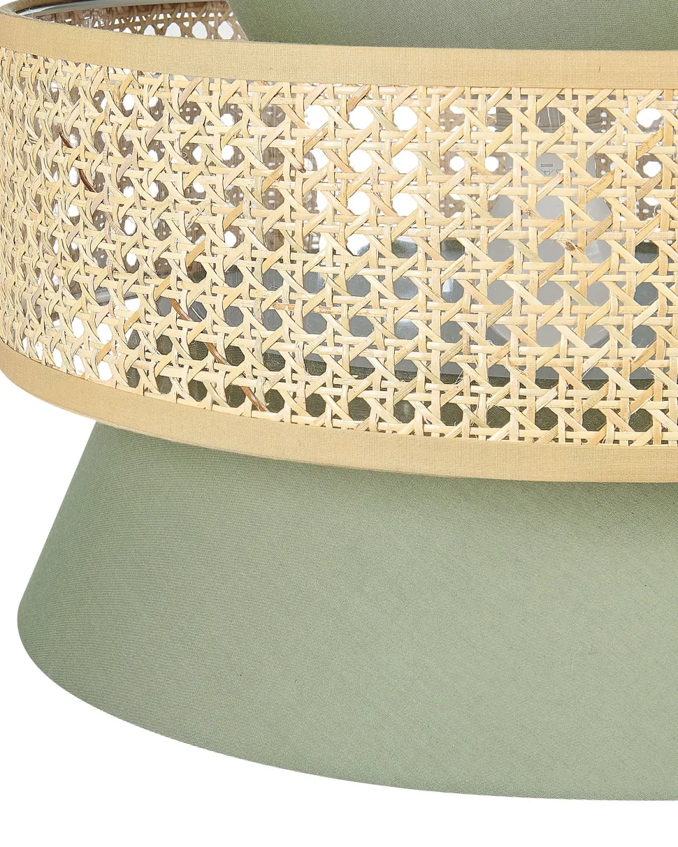 Candeeiro De Teto Suspenso Em Rattan Verde E Natural 167 Cm Luyano