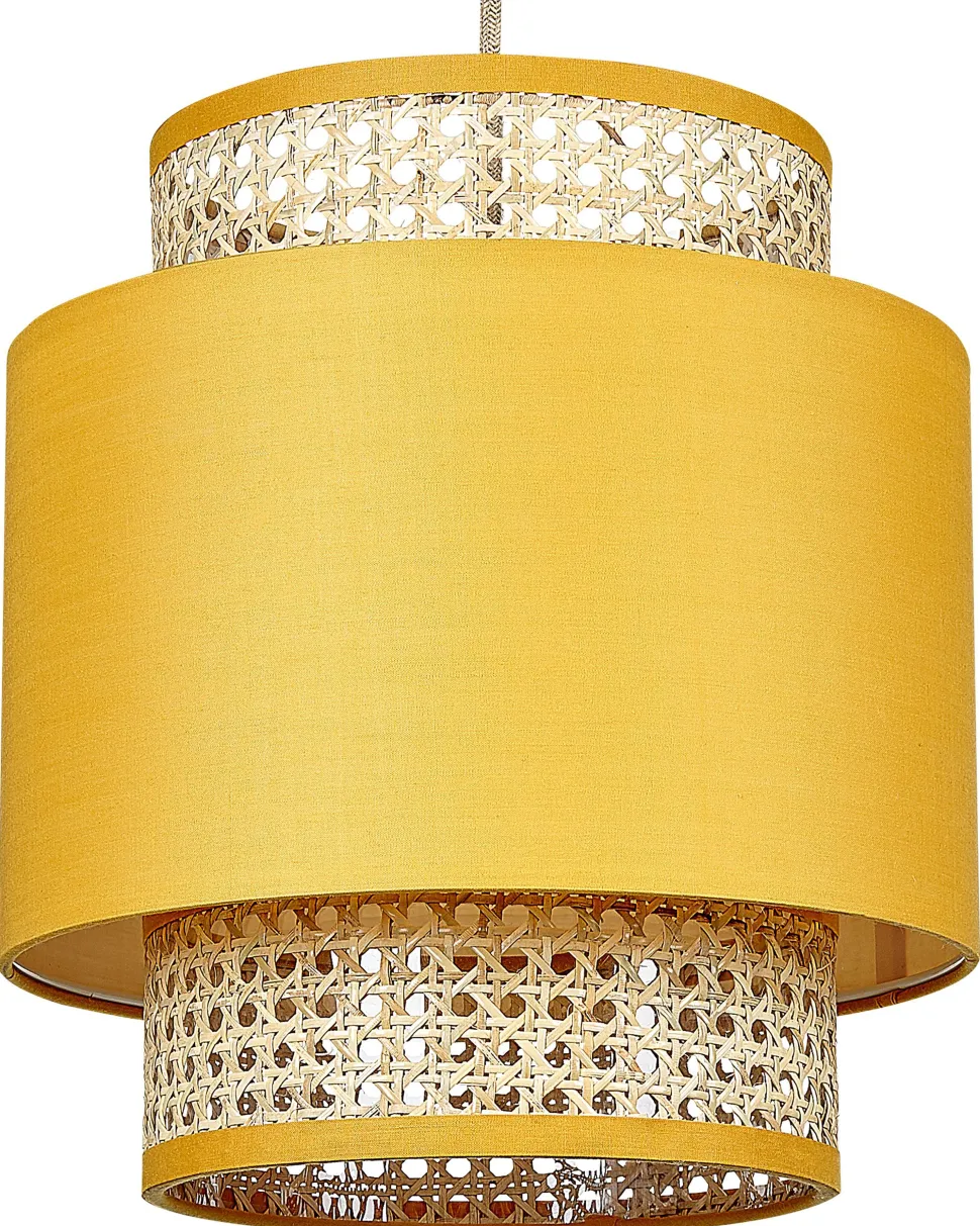 Candeeiro De Teto Suspenso Em Rattan Amarelo Natural 174 Cm Boeri
