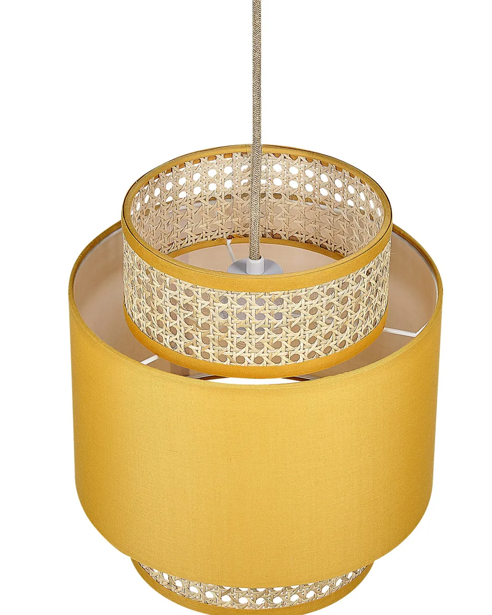 Candeeiro De Teto Suspenso Em Rattan Amarelo Natural 174 Cm Boeri