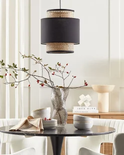 Candeeiro De Teto Suspenso Em Rattan Preto Natural 186 Cm Boeri