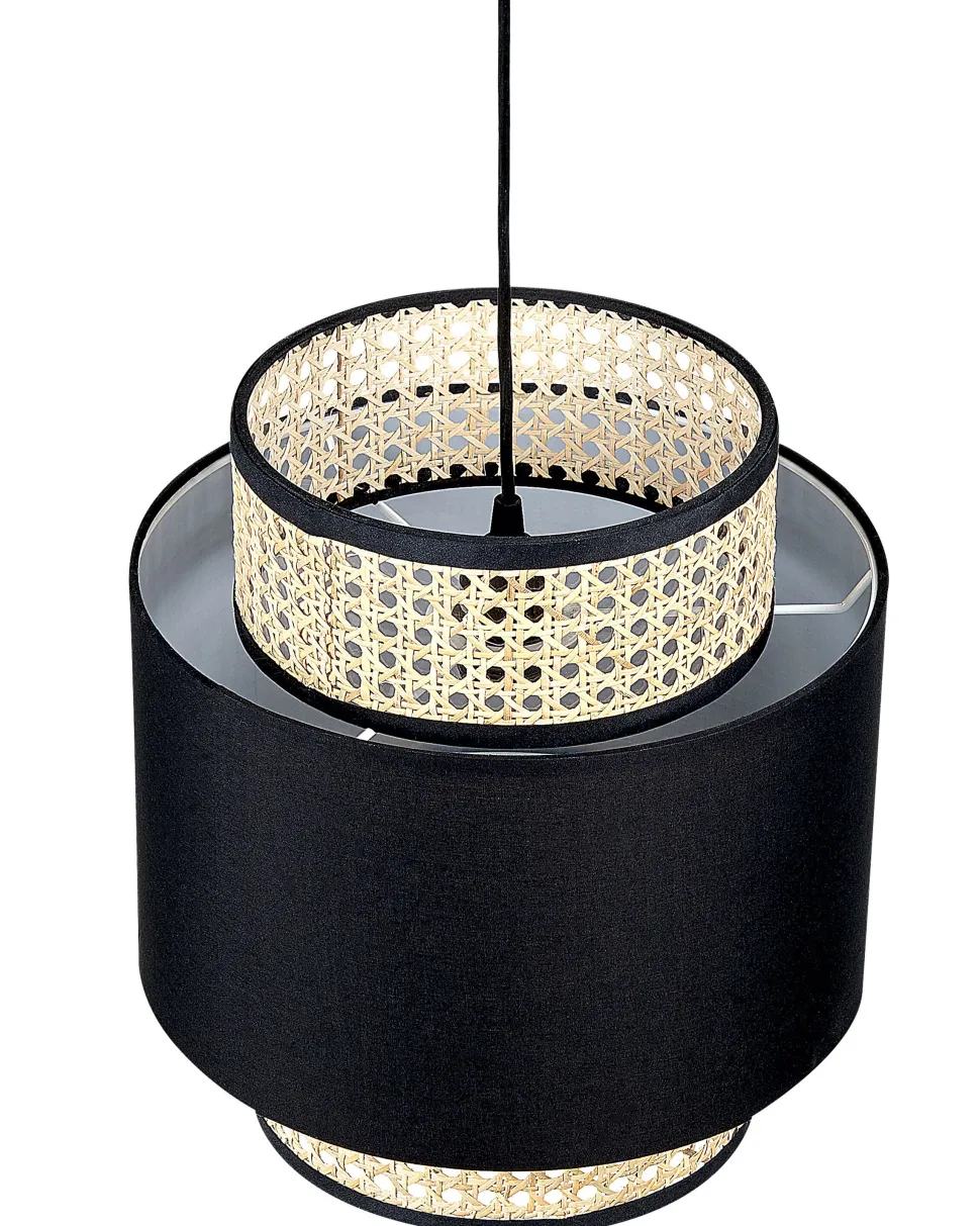 Candeeiro De Teto Suspenso Em Rattan Preto Natural 186 Cm Boeri