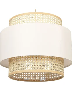 Candeeiro De Teto Suspenso Em Rattan Creme E Natural 172 Cm Yumuri