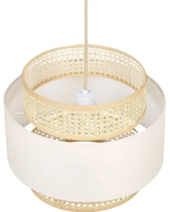 Candeeiro De Teto Suspenso Em Rattan Creme E Natural 172 Cm Yumuri