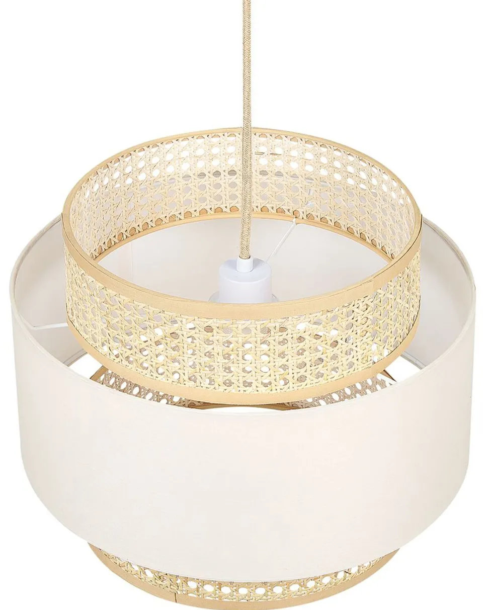 Candeeiro De Teto Suspenso Em Rattan Creme E Natural 172 Cm Yumuri