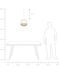 Candeeiro De Teto Suspenso Em Rattan Creme E Natural 172 Cm Yumuri