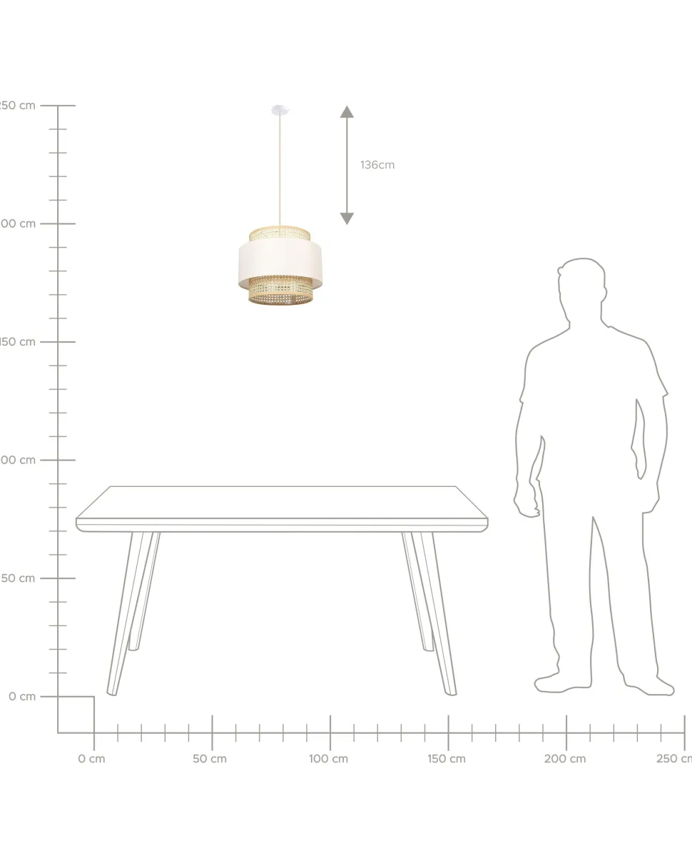 Candeeiro De Teto Suspenso Em Rattan Creme E Natural 172 Cm Yumuri