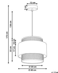 Candeeiro De Teto Suspenso Em Rattan Creme E Natural 172 Cm Yumuri