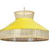 Candeeiro De Teto Suspenso Em Rattan Amarelo E Natural Batali