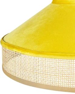 Candeeiro De Teto Suspenso Em Rattan Amarelo E Natural Batali