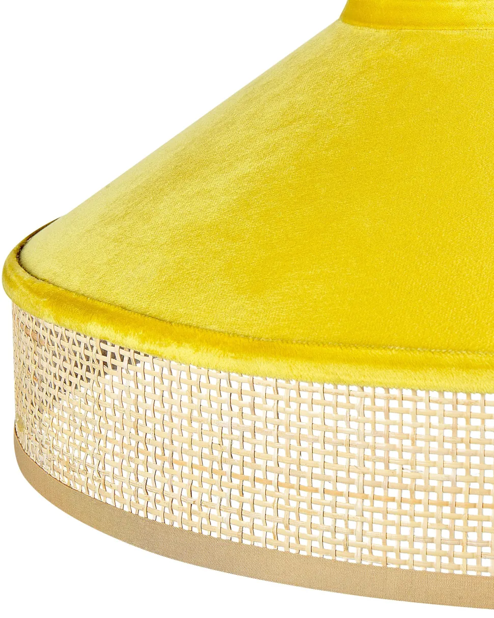 Candeeiro De Teto Suspenso Em Rattan Amarelo E Natural Batali