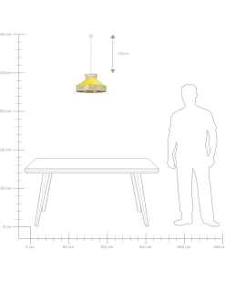 Candeeiro De Teto Suspenso Em Rattan Amarelo E Natural Batali