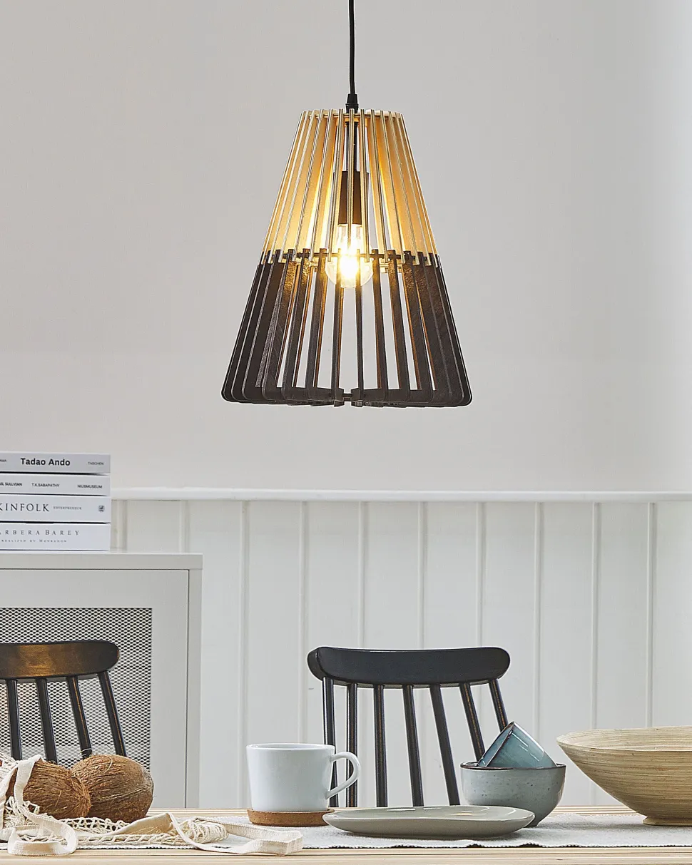 Candeeiro De Teto Suspenso Em Preto E Castanho Claro Cavalla