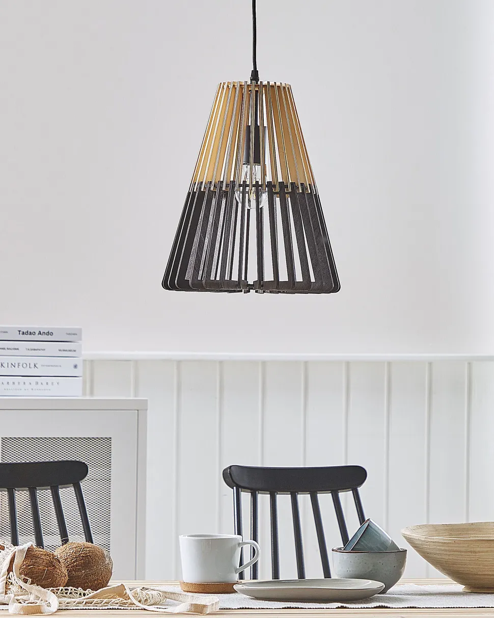 Candeeiro De Teto Suspenso Em Preto E Castanho Claro Cavalla