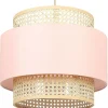 Candeeiro De Teto Suspenso Em Rattan Rosa E Natural 172 Cm Yumuri