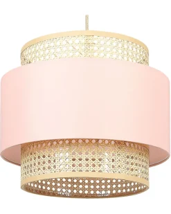 Candeeiro De Teto Suspenso Em Rattan Rosa E Natural 172 Cm Yumuri