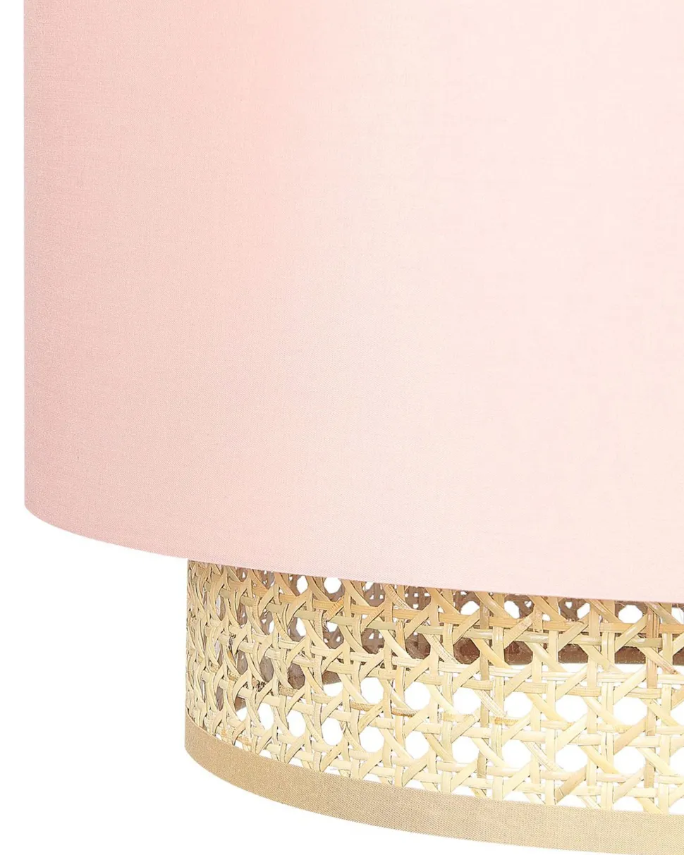 Candeeiro De Teto Suspenso Em Rattan Rosa E Natural 172 Cm Yumuri