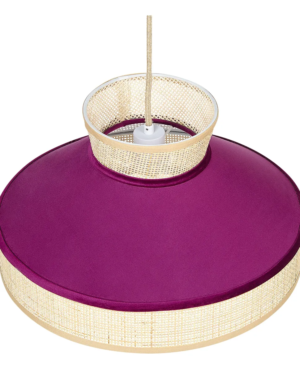 Candeeiro De Teto Suspenso Em Rattan Rosa E Natural Batali