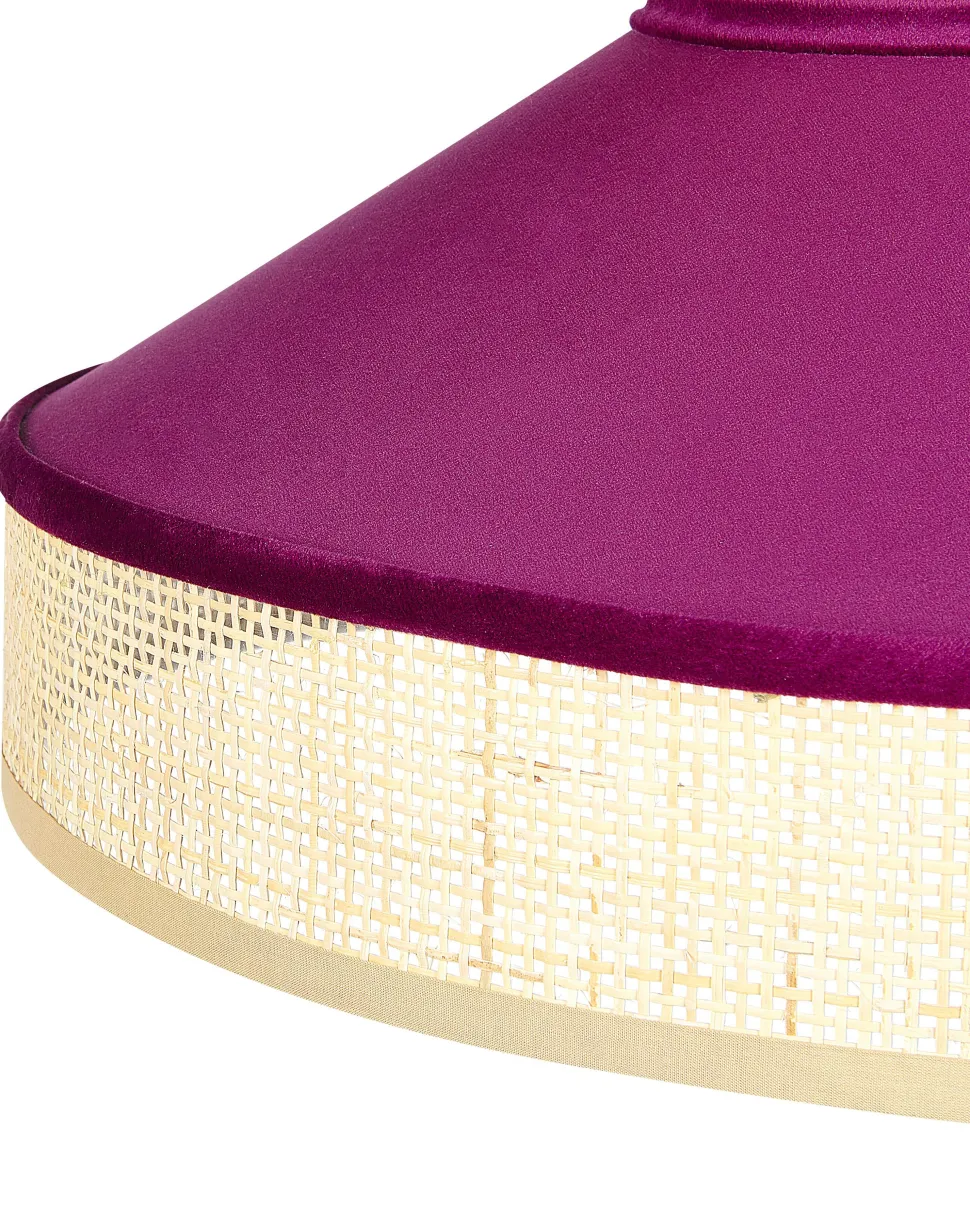 Candeeiro De Teto Suspenso Em Rattan Rosa E Natural Batali