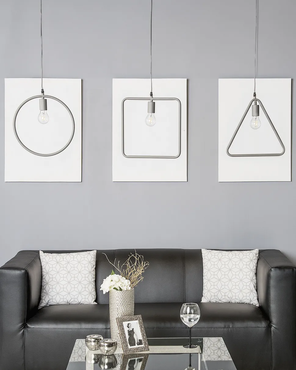 Candeeiro De Teto Triangular De Metal Cinzento Juruena