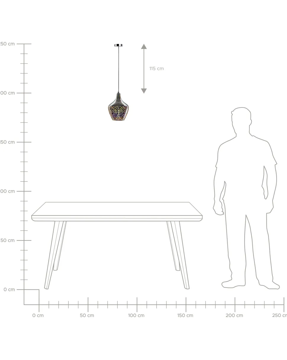 Candeeiro De Teto Vidro Fumado Multicolor Soana