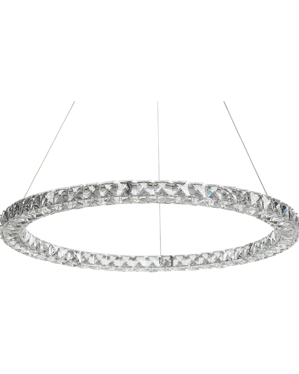 Candeeiro Led Em Cristal E Metal Prateado Magat