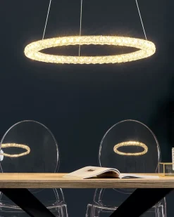 Candeeiro Led Em Cristal E Metal Prateado Magat