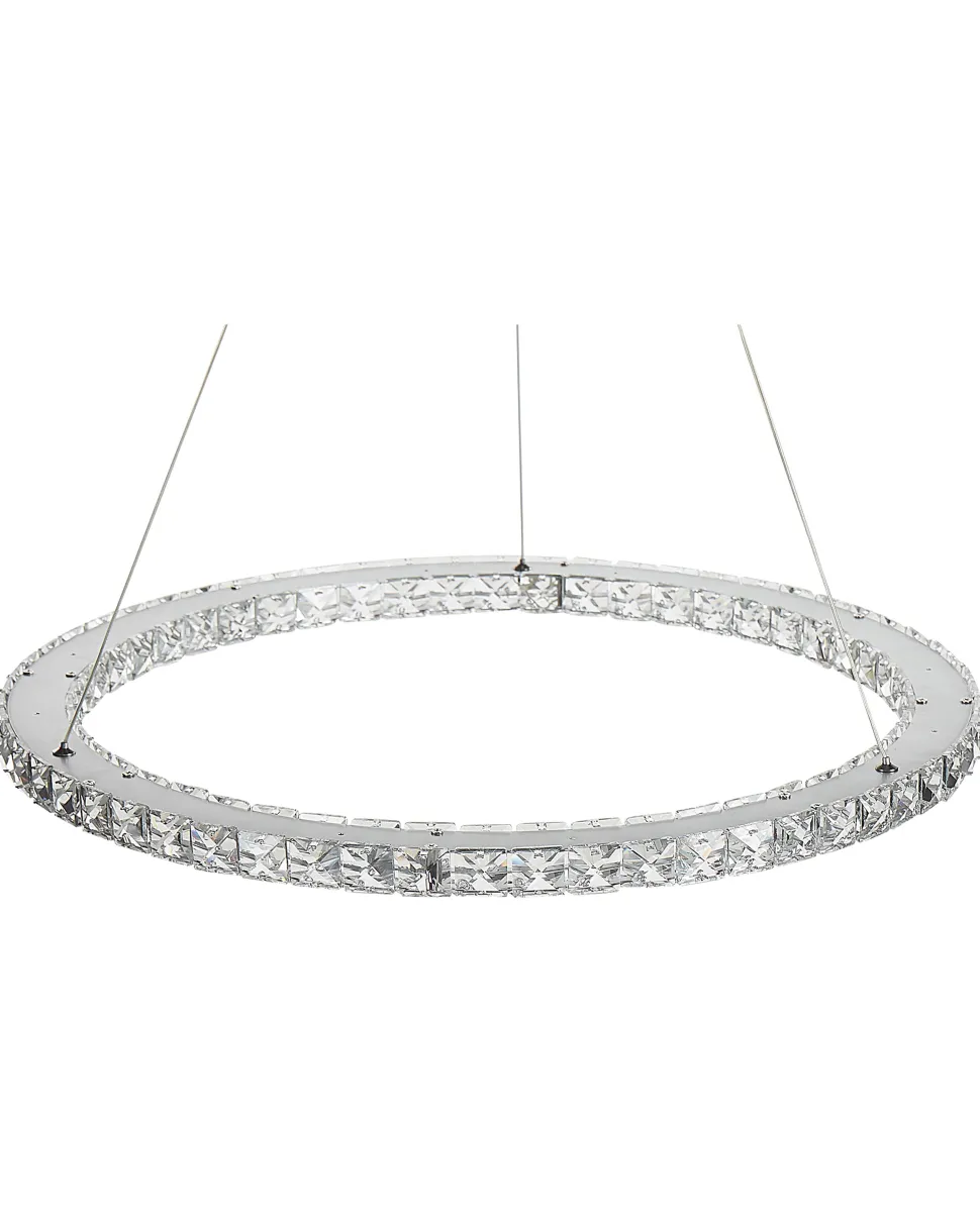 Candeeiro Led Em Cristal E Metal Prateado Magat