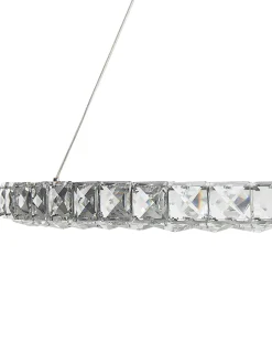 Candeeiro Led Em Cristal E Metal Prateado Magat