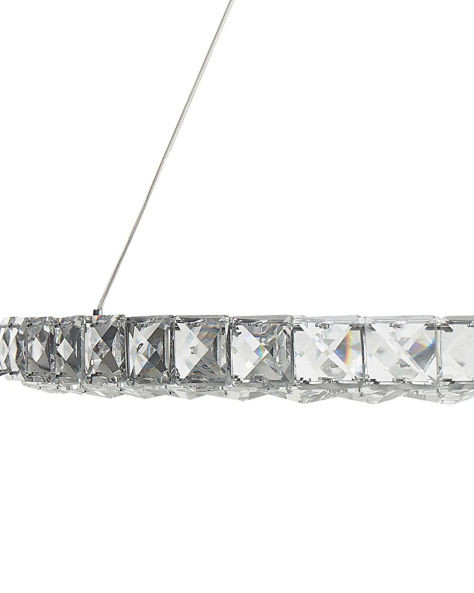 Candeeiro Led Em Cristal E Metal Prateado Magat