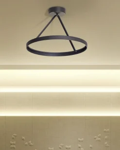 Candeeiro Led Em Metal Preto Agno