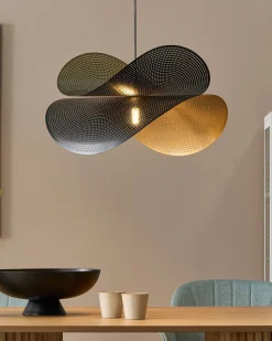 Candeeiro Suspenso Em Metal Preto E Dourado Doyles