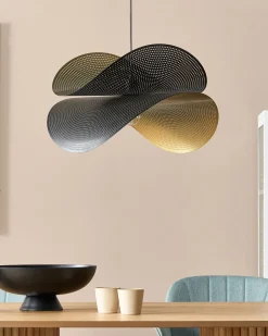 Candeeiro Suspenso Em Metal Preto E Dourado Doyles