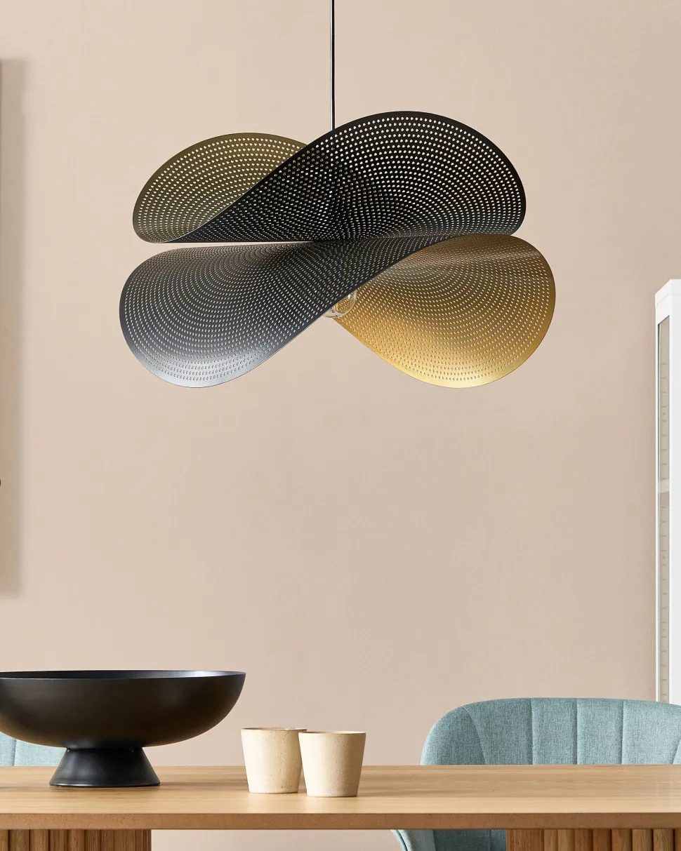 Candeeiro Suspenso Em Metal Preto E Dourado Doyles