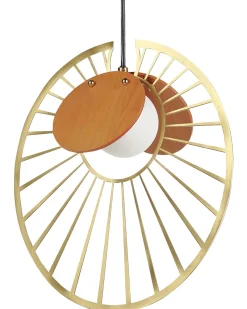 Candeeiro Suspenso Em Metal Dourado E Castanho Claro Bargo