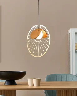 Candeeiro Suspenso Em Metal Dourado E Castanho Claro Bargo