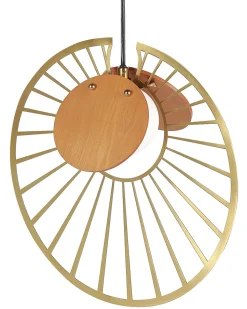 Candeeiro Suspenso Em Metal Dourado E Castanho Claro Bargo