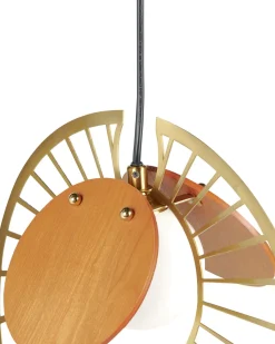 Candeeiro Suspenso Em Metal Dourado E Castanho Claro Bargo