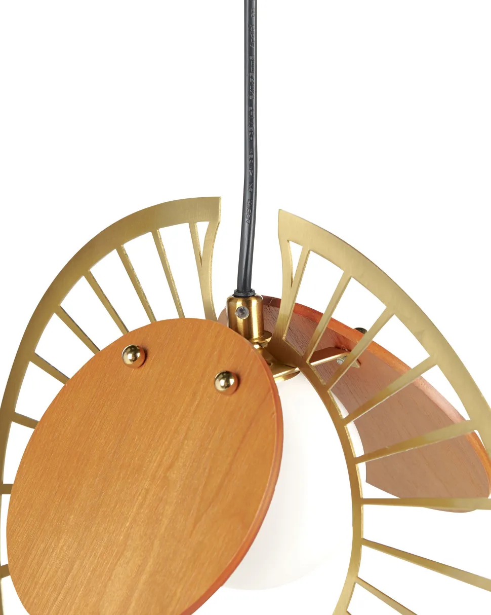 Candeeiro Suspenso Em Metal Dourado E Castanho Claro Bargo