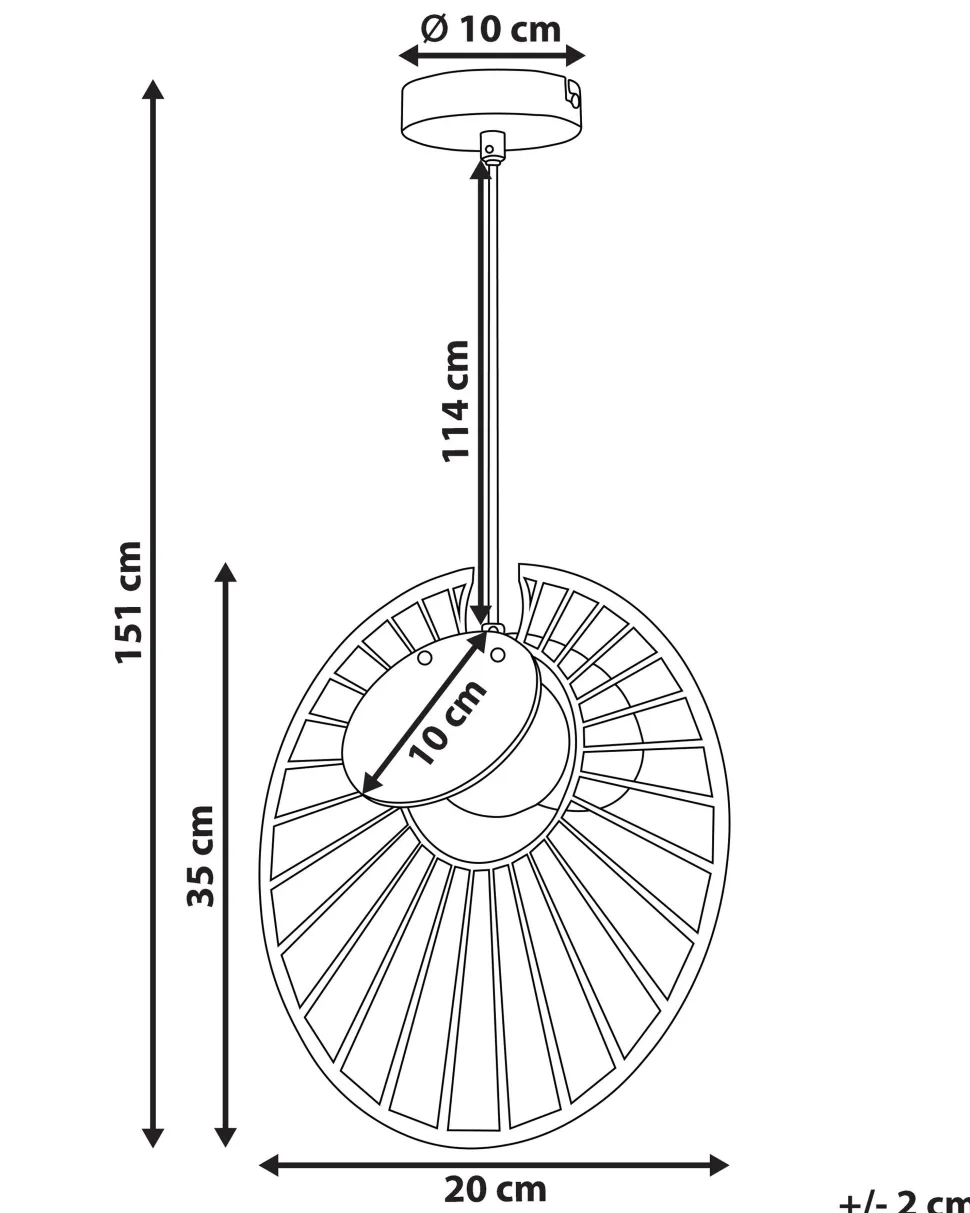 Candeeiro Suspenso Em Metal Dourado E Castanho Claro Bargo