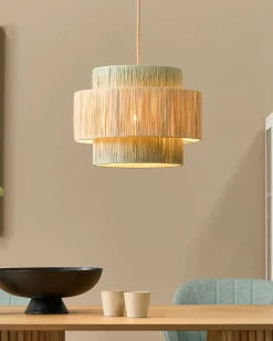 Candeeiro Suspenso Em Papel Natural E Verde Palbra