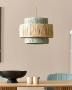 Candeeiro Suspenso Em Papel Natural E Verde Palbra