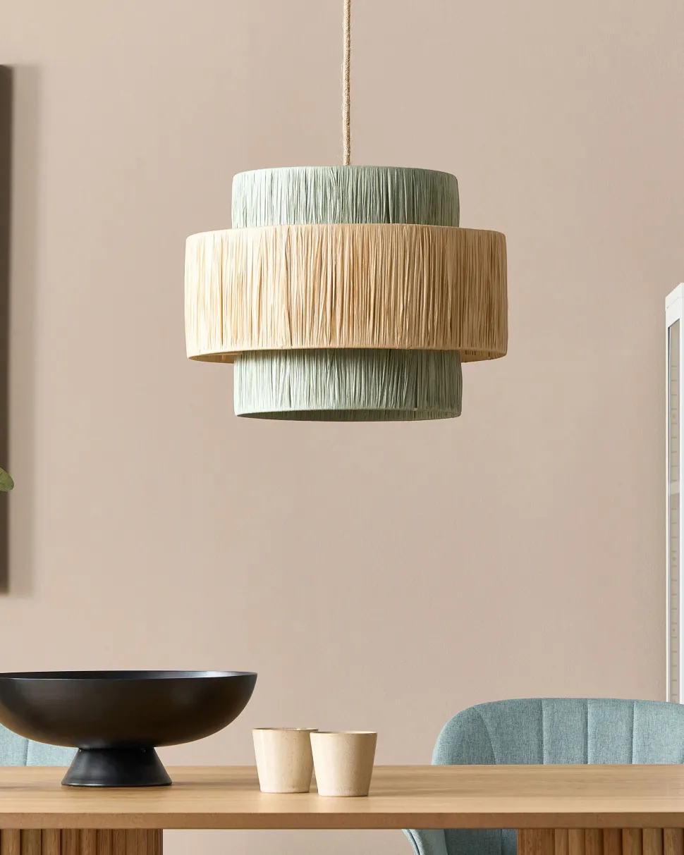 Candeeiro Suspenso Em Papel Natural E Verde Palbra