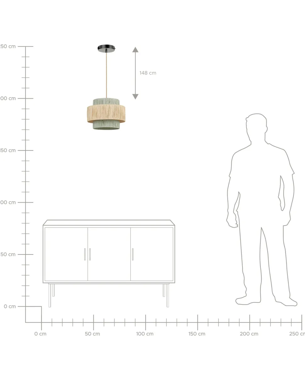Candeeiro Suspenso Em Papel Natural E Verde Palbra
