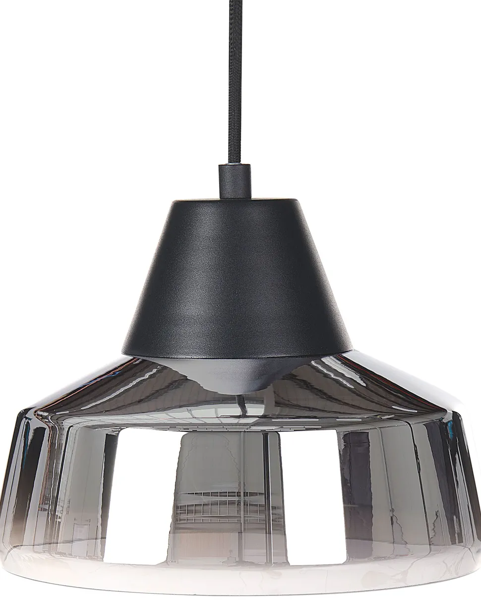 Candeeiro Suspenso Em Vidro Preto E Prateado Talparo