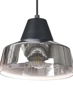 Candeeiro Suspenso Em Vidro Preto E Prateado Talparo