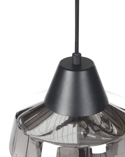 Candeeiro Suspenso Em Vidro Preto E Prateado Talparo