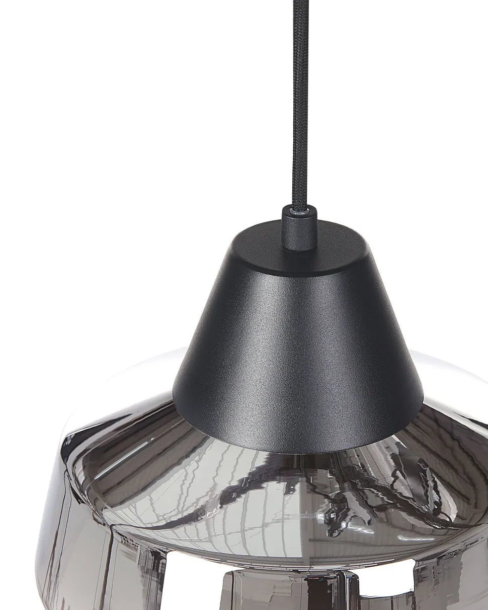 Candeeiro Suspenso Em Vidro Preto E Prateado Talparo