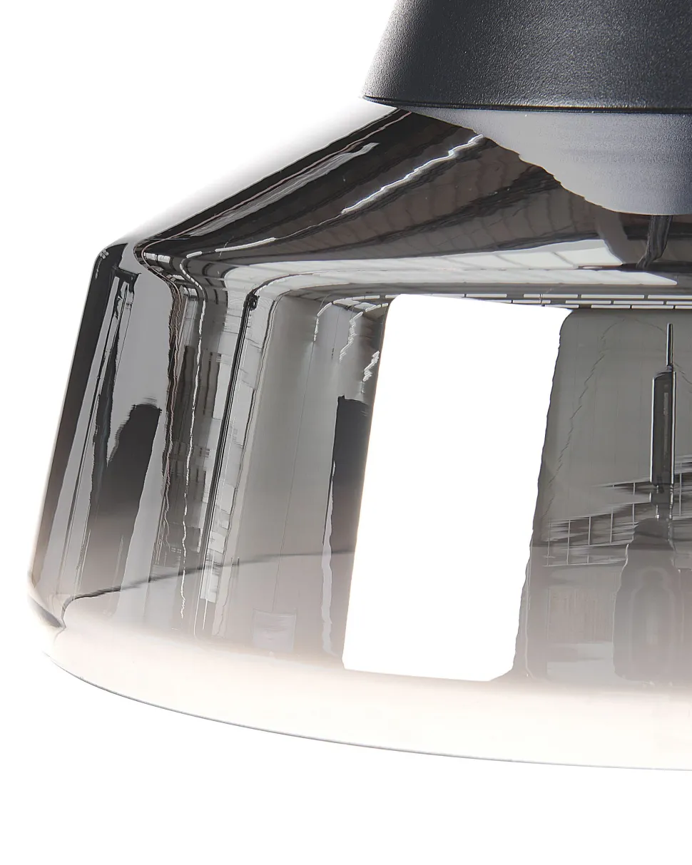 Candeeiro Suspenso Em Vidro Preto E Prateado Talparo