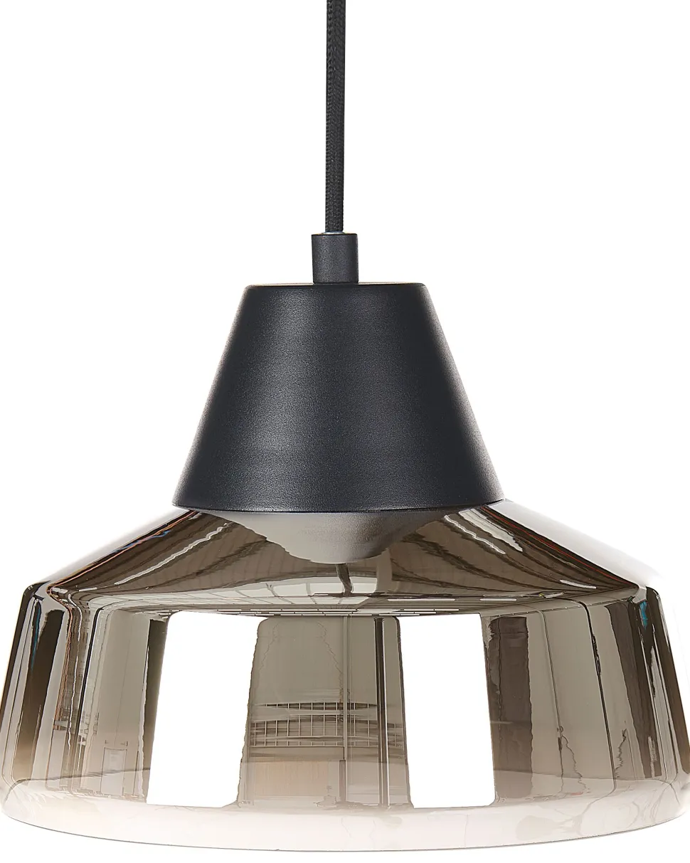 Candeeiro Suspenso Em Vidro Preto E Dourado Talparo